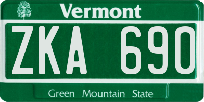 VT license plate ZKA690