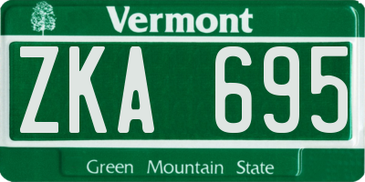 VT license plate ZKA695