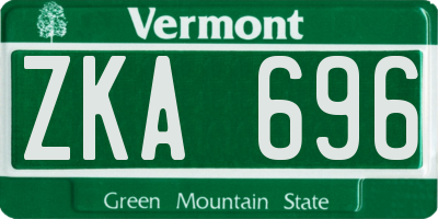 VT license plate ZKA696