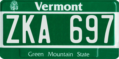 VT license plate ZKA697
