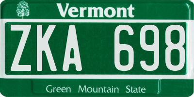 VT license plate ZKA698