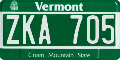 VT license plate ZKA705