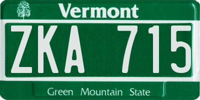 VT license plate ZKA715