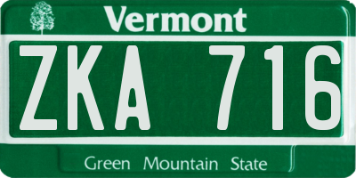 VT license plate ZKA716