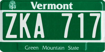 VT license plate ZKA717