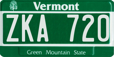 VT license plate ZKA720