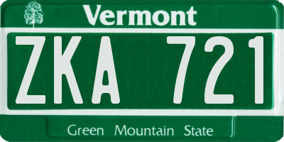 VT license plate ZKA721
