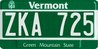 VT license plate ZKA725