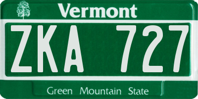 VT license plate ZKA727