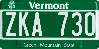 VT license plate ZKA730
