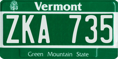 VT license plate ZKA735