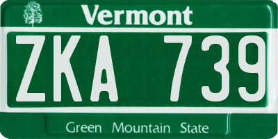 VT license plate ZKA739