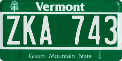 VT license plate ZKA743