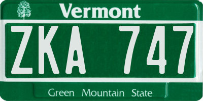 VT license plate ZKA747