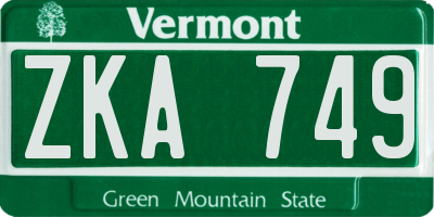 VT license plate ZKA749