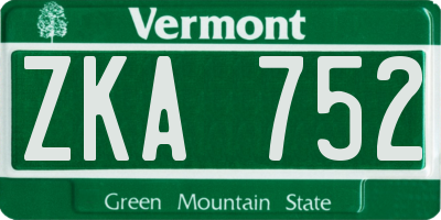 VT license plate ZKA752