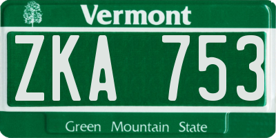VT license plate ZKA753