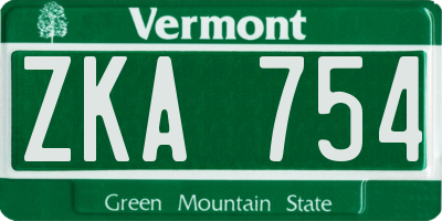 VT license plate ZKA754