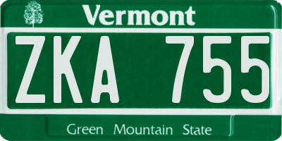 VT license plate ZKA755