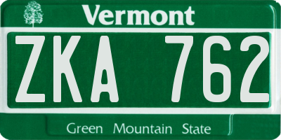 VT license plate ZKA762