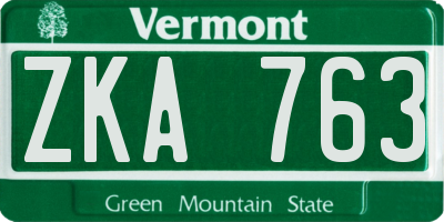 VT license plate ZKA763