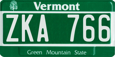 VT license plate ZKA766