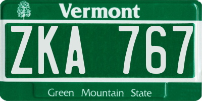 VT license plate ZKA767