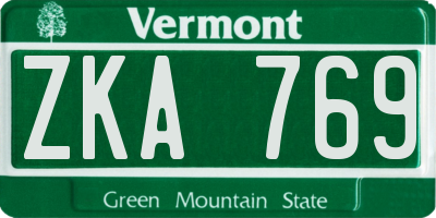 VT license plate ZKA769