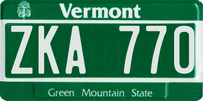 VT license plate ZKA770