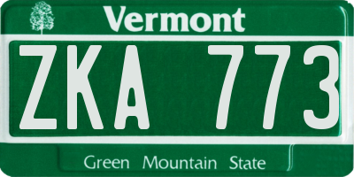 VT license plate ZKA773