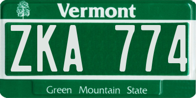 VT license plate ZKA774