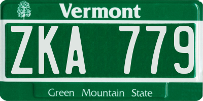 VT license plate ZKA779