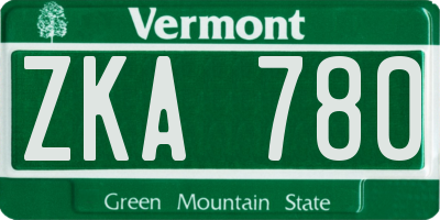 VT license plate ZKA780