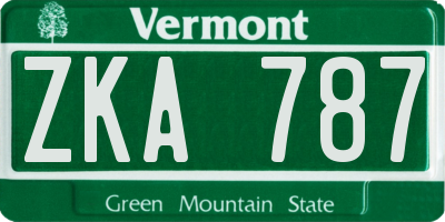 VT license plate ZKA787