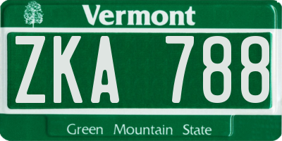 VT license plate ZKA788