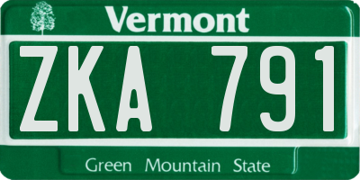 VT license plate ZKA791