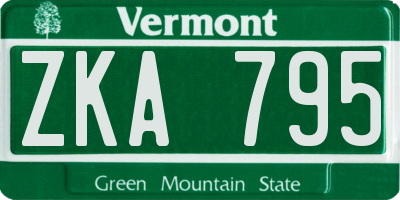 VT license plate ZKA795