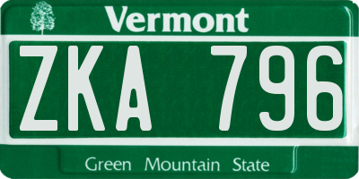 VT license plate ZKA796