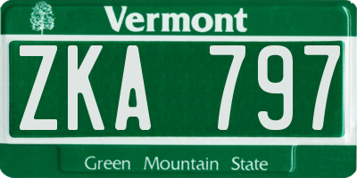 VT license plate ZKA797