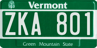 VT license plate ZKA801