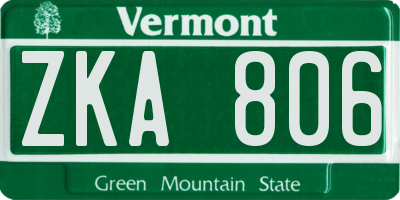 VT license plate ZKA806
