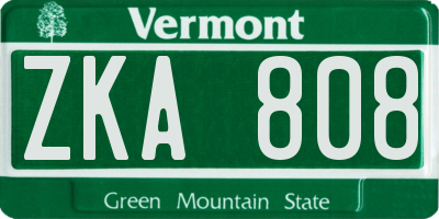 VT license plate ZKA808