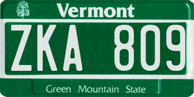 VT license plate ZKA809