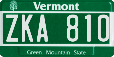 VT license plate ZKA810
