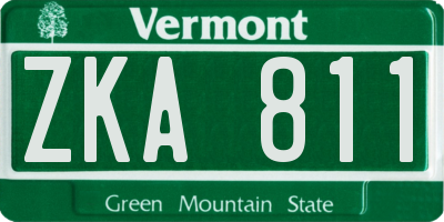 VT license plate ZKA811