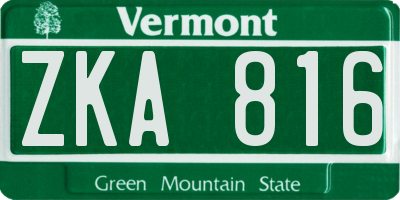 VT license plate ZKA816