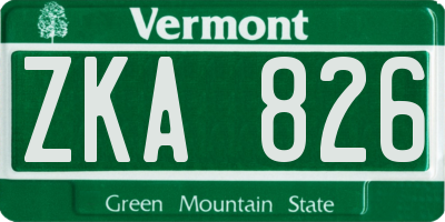 VT license plate ZKA826
