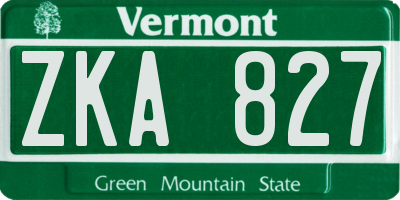 VT license plate ZKA827