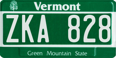 VT license plate ZKA828