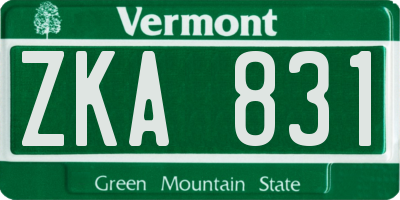 VT license plate ZKA831
